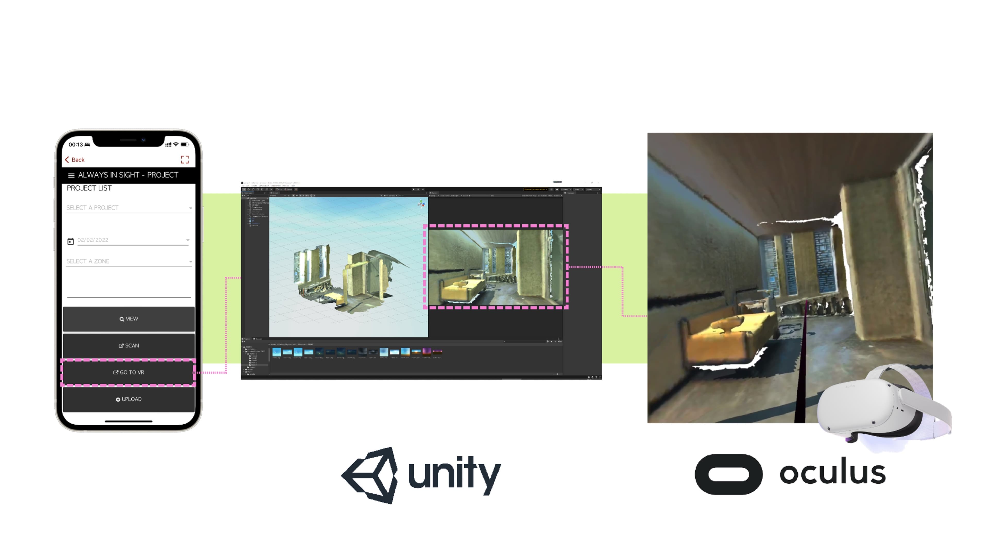 Jumping from the app to VR viewing of a scanned model