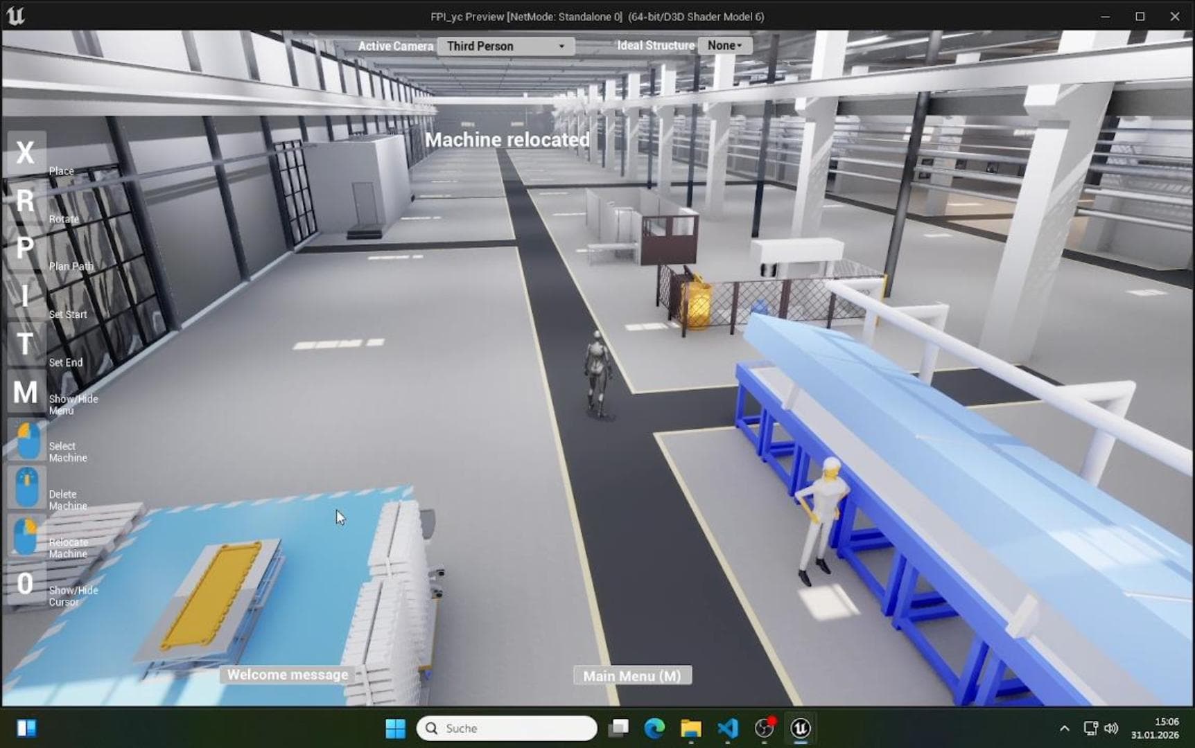 Factory Layout Simulator: Top-down view of the generated factory layout for spatial review and comparison.