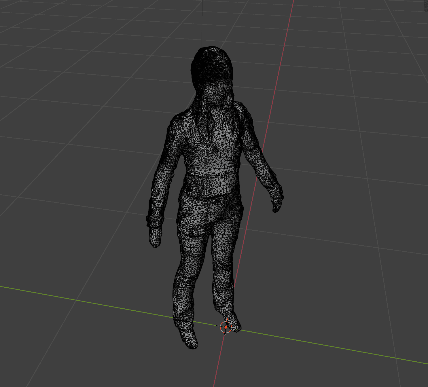 Scanned Character WebGL Pathfinder: The captured figure is inspected and prepared as an asset before it moves into the real-time scene and interaction pipeline.