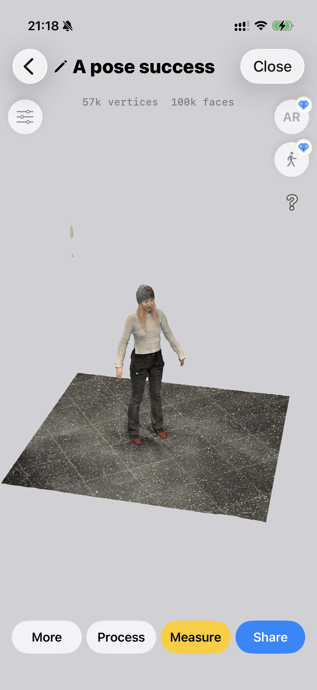 A mobile 3D scan prepared as the basis for an interactive character
